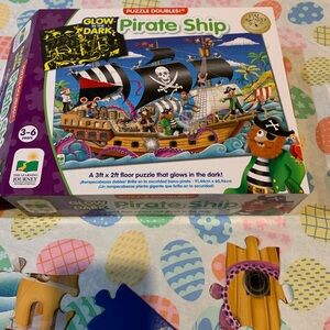 Glow-in-the-Dark Pirate Ship Puzzle - Colorful Black & Brown Design